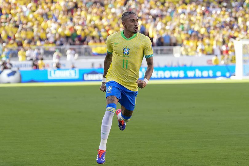 Copa America 2024: Pemain Brasil, Raphinha (c) AP Photo/Tony Avelar